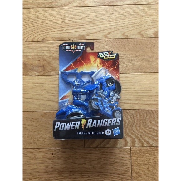 Power Rangers Dino Fury Rip N Go 6" TRICERA Battle Rider Blue Ranger New in Box - Picture 1 of 3